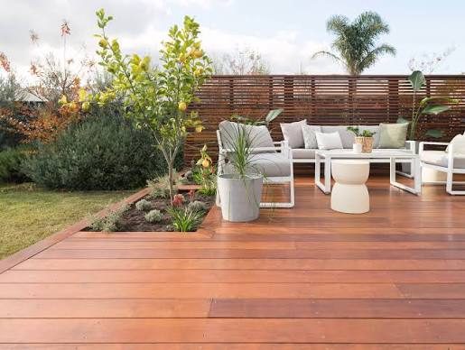 Timber deck with outdoor lounge setting